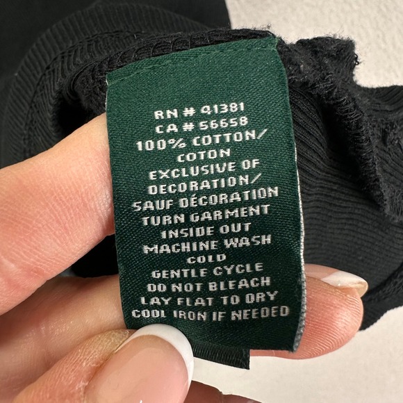 Lauren Ralph Lauren Shirt Womens‎ L Black Ribbed Quarter Zip Stretch Y2K - Picture 6 of 9